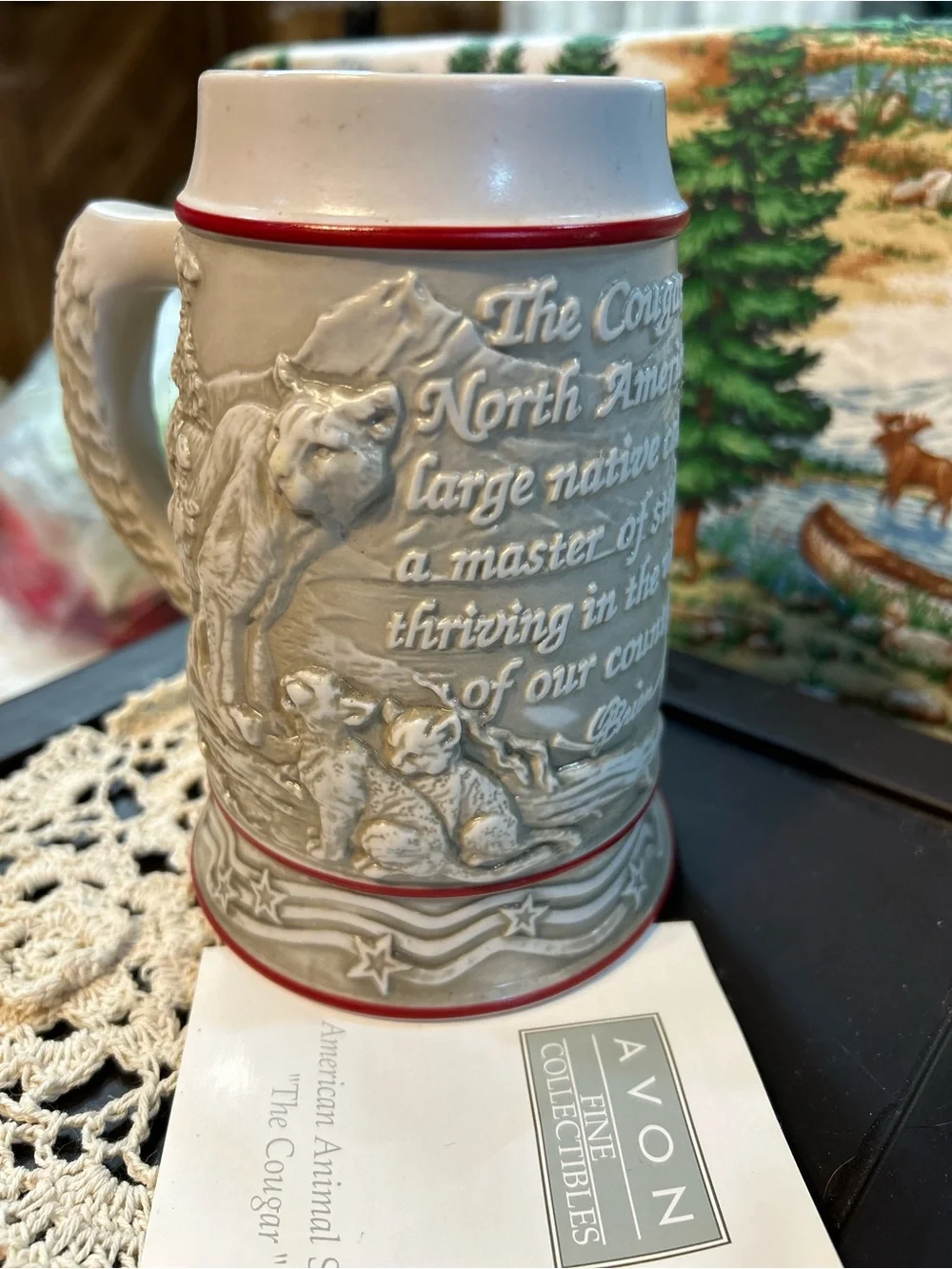 Vintage Avon Tom O’Brien Cougar American Animal Stein 2000